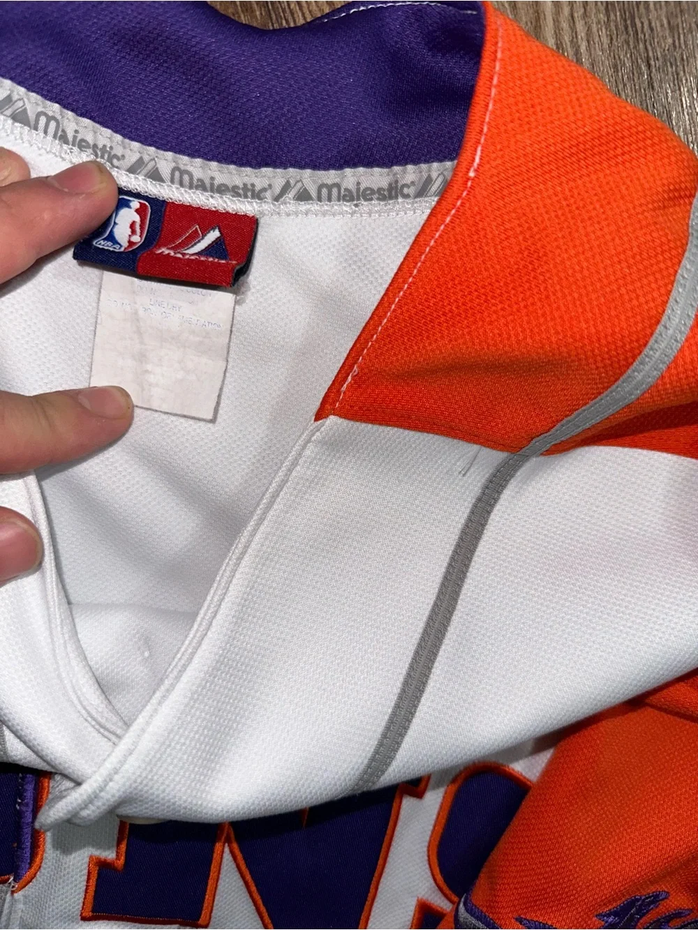 Vintage Phoenix Suns NBA Majestic baseball style jersey white mens XL